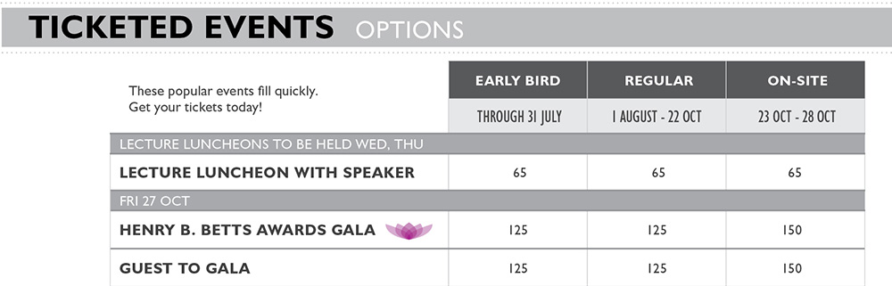 Conference Rates: Ticketed Events: June 2017