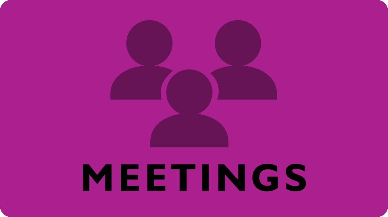 Meetings button. Links to information about community group meetings happening during the conference.