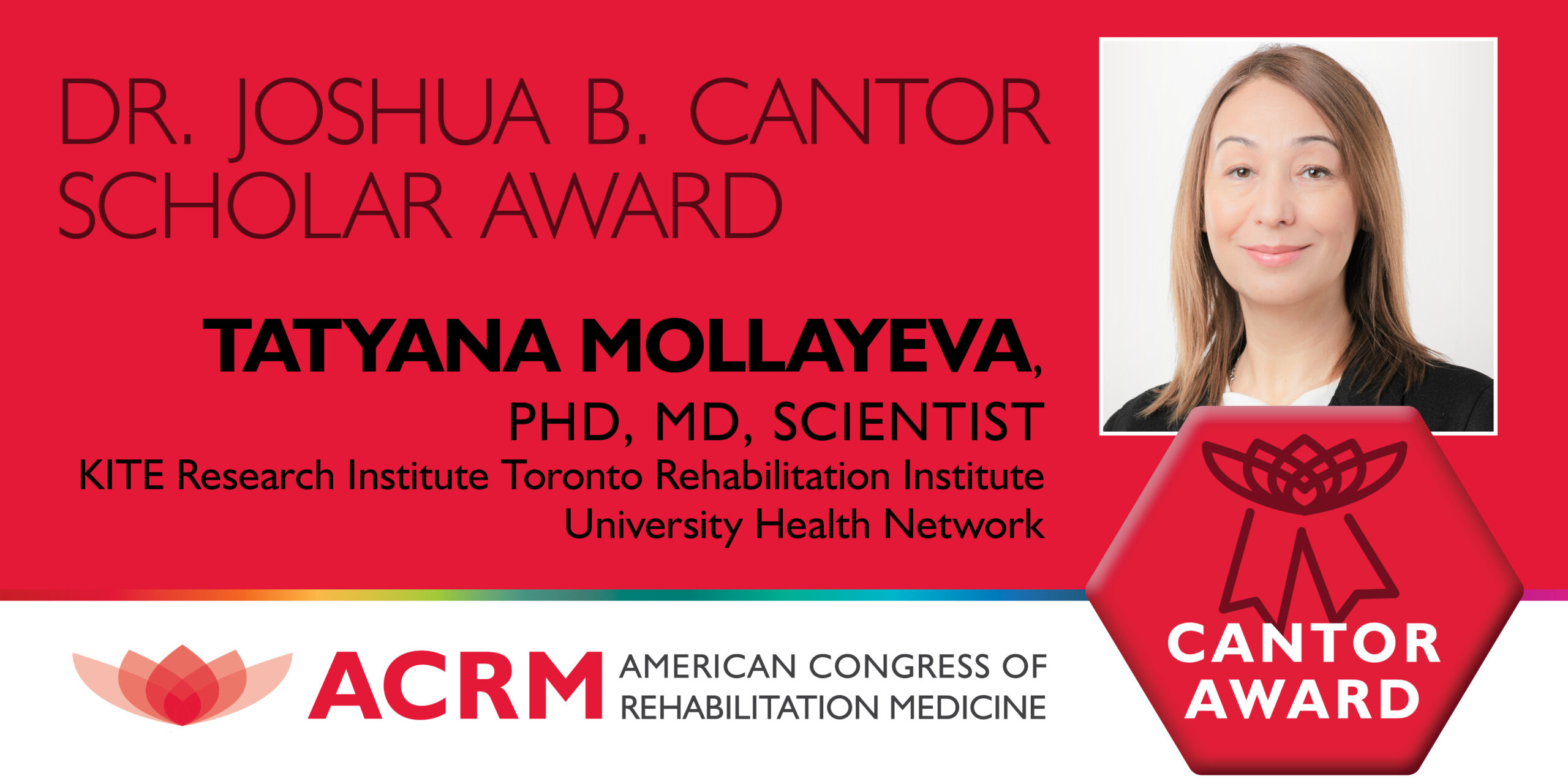 Shannon Juengst received the ACRM 2021 Joshua B. Cantor Scholar Award