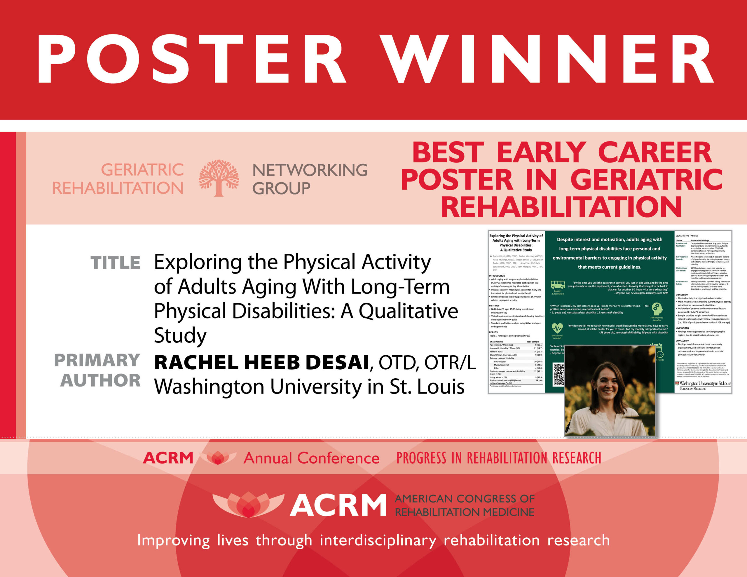 Best Early Career Poster in Geriatric Rehabilitation Award image