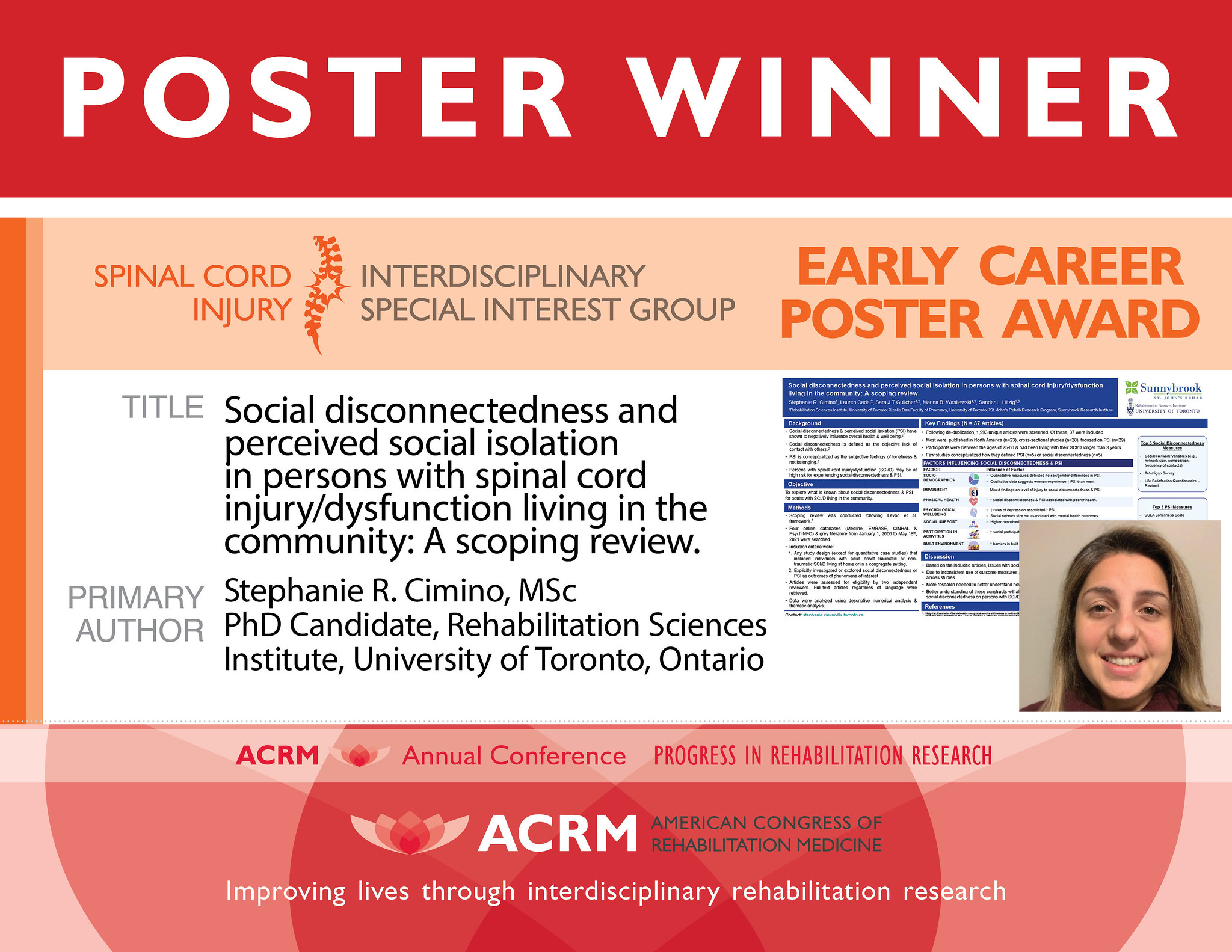 Spinal Cord Injury ISIG Early Career Poster Award